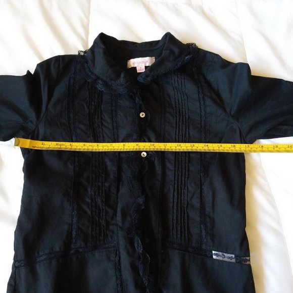 Black cotton 3/4 sleeve button down shirt with lace trim Xhilaration size XS - Picture 5 of 16